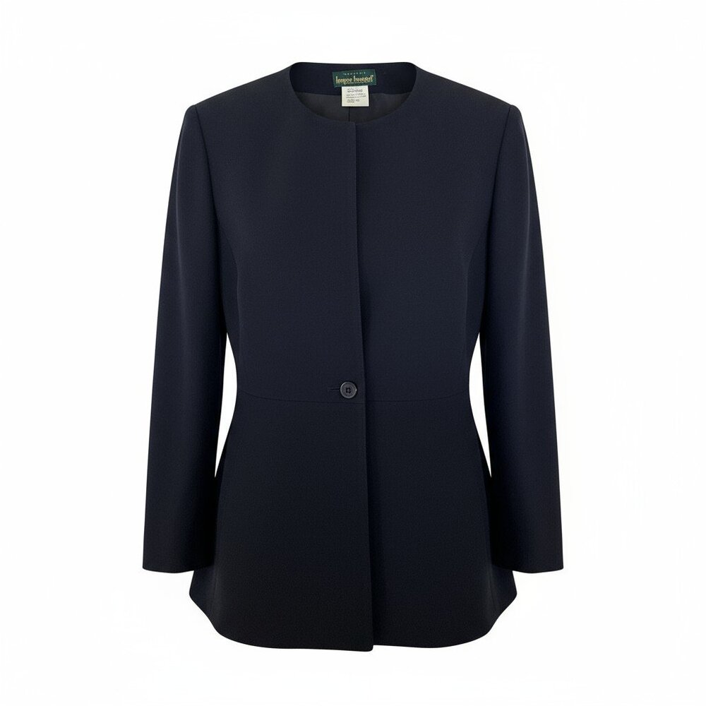 Harve Bernard Collection, Classic Navy Blue Collarless Blazer size 12P